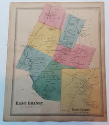 1860'S MAP OF EAST GRANBY ,CT., SURROUNDING DISTRICTS & 17 3/4 X 14 X 3/4