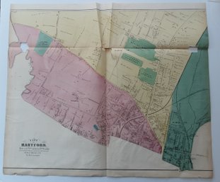 1870s CITY OF HARTFORD MAP, From Surveys Under The Direction  Of Seth E. Marsh, By H.G. Looms. 23.5 X 27.75