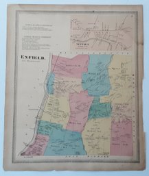 1869 MAP, ENFIELD, PUB. BY BAKER & TILDEN, ENG., PRINT. & COL. BY KELLOGG & BULKELEY, APPROX. 17 3/4 X 14 1/2