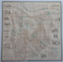 1974, LITCHFIELD COUNTY , CT. MAP.  BY VAUGHN GRAY , W/ BUILDINGS , LANDMARKS & OTHER POINTS OF INTEREST