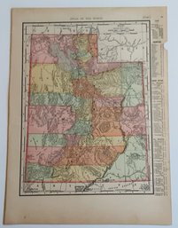 1898, 12 X 9 , UTAH & COLORADO  , ATLAS OF THE WORLD MAP FUNK & WAGNALLS CO. N.Y. & LONDON
