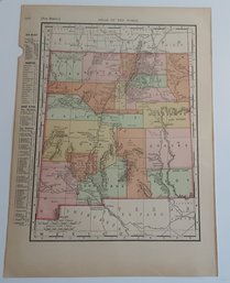 1898, 12 X 9 , NEW MEXICO & ARIZONA , ATLAS OF THE WORLD MAP FUNK & WAGNALLS CO. N.Y. & LONDON