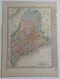 1898, 12 X 9 , MAINE & NEW HAMPSHIRE , ATLAS OF THE WORLD MAP FUNK & WAGNALLS CO. N.Y. & LONDON