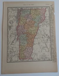 1898, 12 X 9 , VERMONT & MASSACHUSETTS , ATLAS OF THE WORLD MAP FUNK & WAGNALLS CO. N.Y. & LONDON