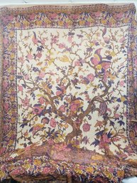 Large Block Printed Tapestry With Tree Of Life And Animals 105' X 80'