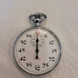 Vintage Silver Cleber Stop Watch - Works Beautifully!