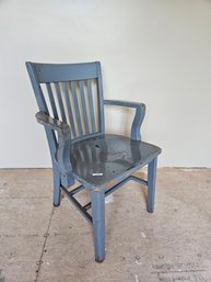 Vintage Painted Wooden Office Arm Chair - Made In Mass USA
