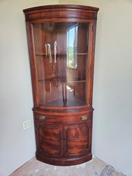 Antique Mahogany Bow Glass Front Corner Cabinet