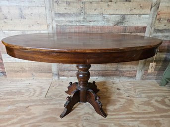 Vintage Solid Wood Pedestal Oval Table