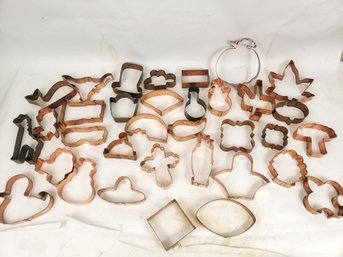 Huge Lot Of 34 Copper Cookie Cutters