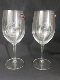 Pair Of Notre Dame High School Riedell Wine Glasses