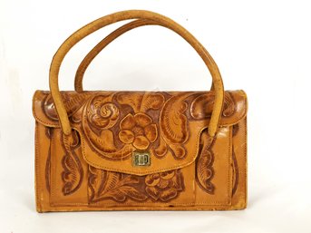 Tooled Leather Western Style Handbag Purse