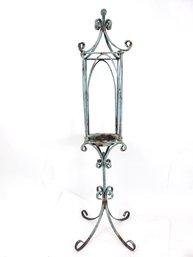 Blue Antique Iron Birdcage Style Candle Holder Yard Art