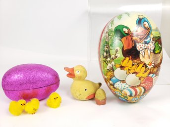 West Germany Paper Eggs And Plaster Duck