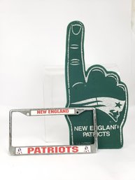 New Enhgland Patriots License Plate Holder And Foam Finger