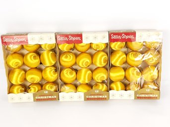 3 Dozen Satin Sheen Christmas Ornaments In Boxes