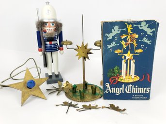 Christmas Lot With Erzgebirgische Nutcracker