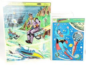 Pair Of 1950s Whitman Puzzles, Superman And Sealed Stingray