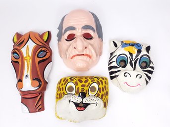 Group Of 4 Vintage Plastic Halloween Masks, Ben Cooper