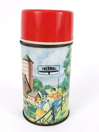 Vintage Farm Scene Thermos