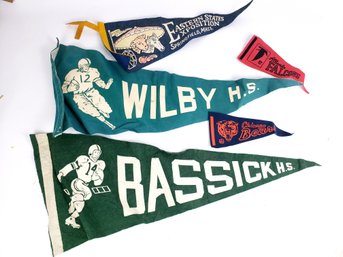 Mixed Lot Of Pennants, Vintage High School, The Big E, And More