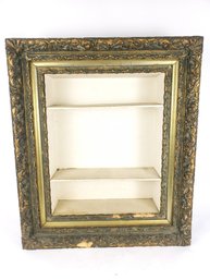 Antique Bult In Shadow Box Shelf With Gesso Frame Border