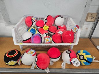 Group Of 19 POKEMON Weighted Soft Bean Plush Poke Ball