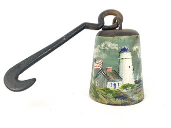 Folk Art Doorstop, Lighthouse Painted On 4 Pound Scale Weight