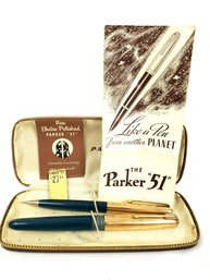 Parker 51 Pen Pencil Set In Case With Papers