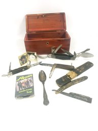 Mixed Smalls Lot, Pocket Knives, Straight Razor And More