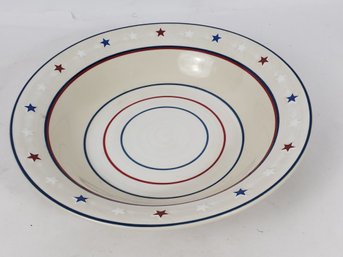 Longaberger Pottery Patriotic American Flag Large Serving Bowl