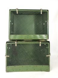 2 Vintage Green Alco Animal Pet Carriers, 2 Sizes