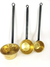 Set Of 3 Brass And Iron Fireplace Pots