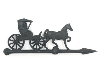 USA Made Cast Aluminum Weatherman Topper Of Guy In Horse Drawn Carriage