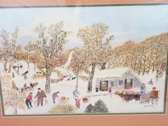 Grandma Moses Winter Scen Framed Print