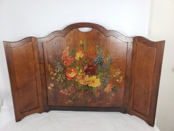 Victorian Hand Painted Wooden Folding Firescreen