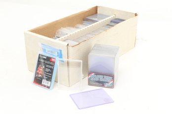 TWO ROW BOX FULL OF 25-35 CT STORAGE BOXES NEW TOP LOADERS & PENNY SLEEVES ULTRA PRO SPORTS CARD STORAGE