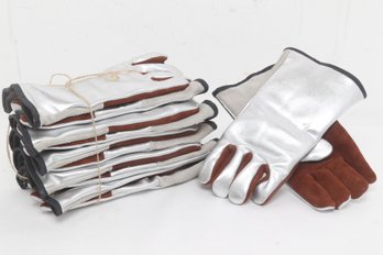 6 Pairs Of High Heat Resistant Shielded Leather Elbow Length Gloves  Size Large