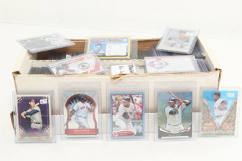 2 ROW BOX FULL OF TOP LOADED RED SOX CARDS STARS HALL OF FAMERS HOF TED WILLIAMS DAVID ORTIZ 1980'S - 2000'S