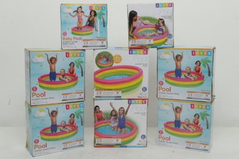 6 Intex Inflatable Sunset Glow Pools & 2 Sunset Glow Baby Pools