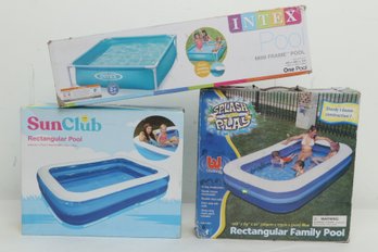 2 Inflatable Rectangular Pools & 1 Mini Frame Pool