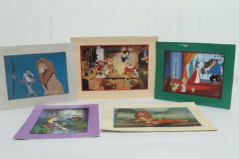 5 Original Disney Lithographs: Beauty & The Beast, Lion King, Snow White & More