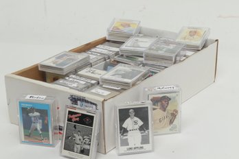 3 ROW BOX OF BASEBALL STARS HALL OF FAMERS HOF IN STORAGE BOXES WILLIE MAYS SATCHEL PAIGE 1980'S - 2000'S
