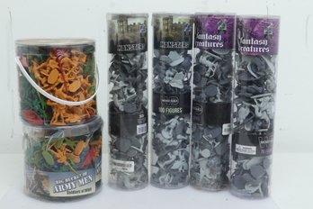 (4) Wicked Duals 100pc Figures & (2) Big Buckets Of Army Men/Action Figures