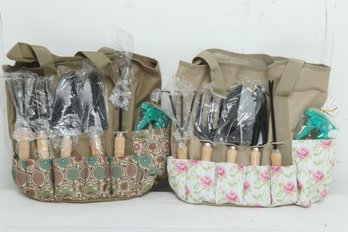 2 'Learn How To Garden Today' By Scuddles Garden Tool Kits In Floral Bottom Bags