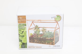 Deco Home Decorating, Large Glass Hinged Roof Terrarium, Rose Gold