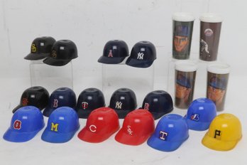 Lot Of Vintage Baseball Ice Cream Helmets And Cups
