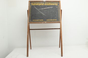 Vintage/Antique Easel Style Chalkboard W/Alphabet In Print & Cursive