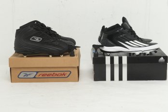 2 Pairs Of Men's Football Cleats: Reebok Workhorse II Mid (9.5) & Adidas Lightning Mid D (9.5)