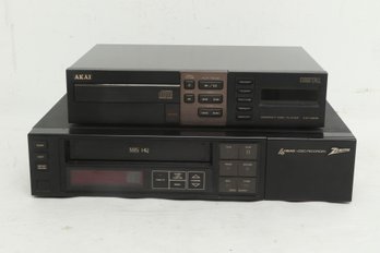 Vintage Zenith VCR 4 Head Video Recorder W/Remote & Akai CD Player CD-m515